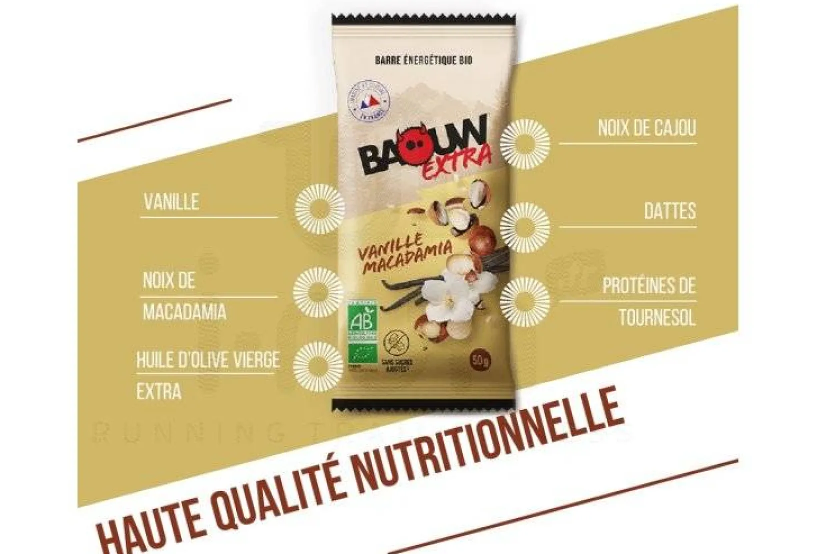 Baouw Barres^Barre énergétique bio Extra - Vanille - Macadamia