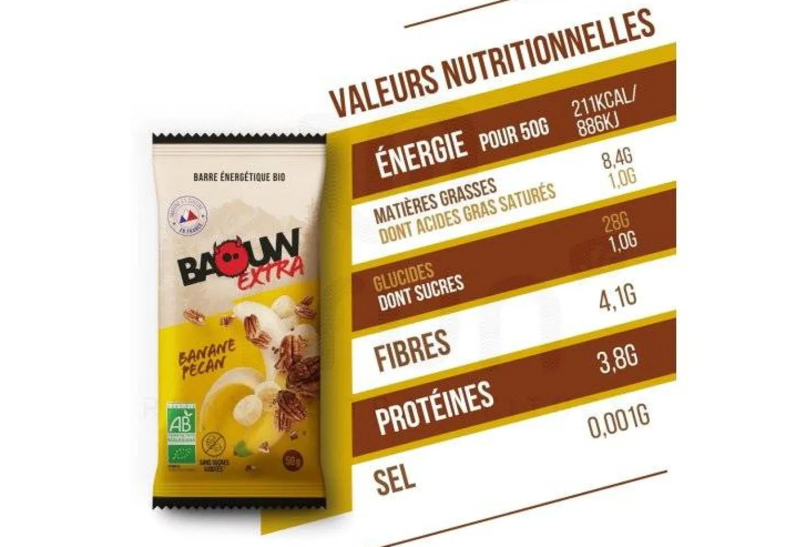 Baouw Barres^Barre énergétique bio Extra - Banane - Pécan