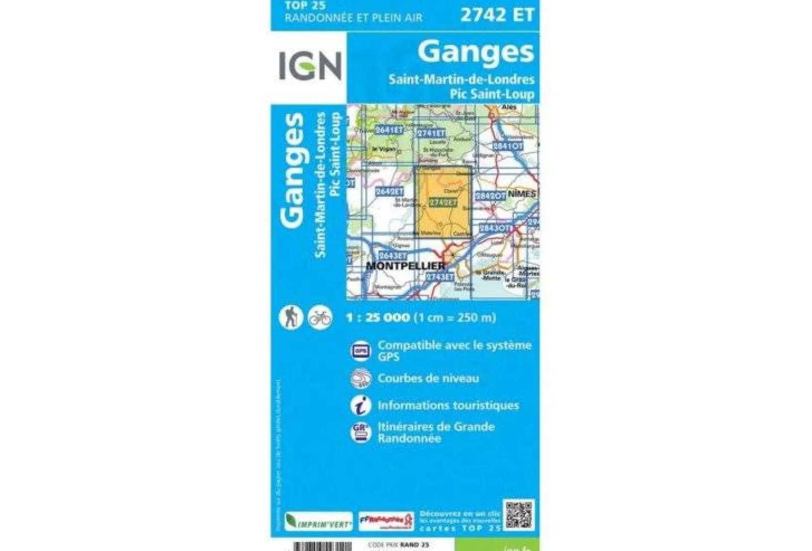 Carte IGN Cartes^Ganges 2742ET