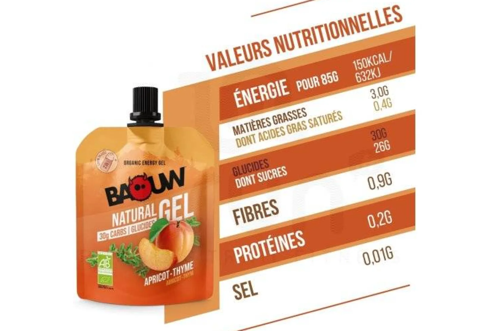 Baouw Gels^Gel naturel bio - Abricot - Thym