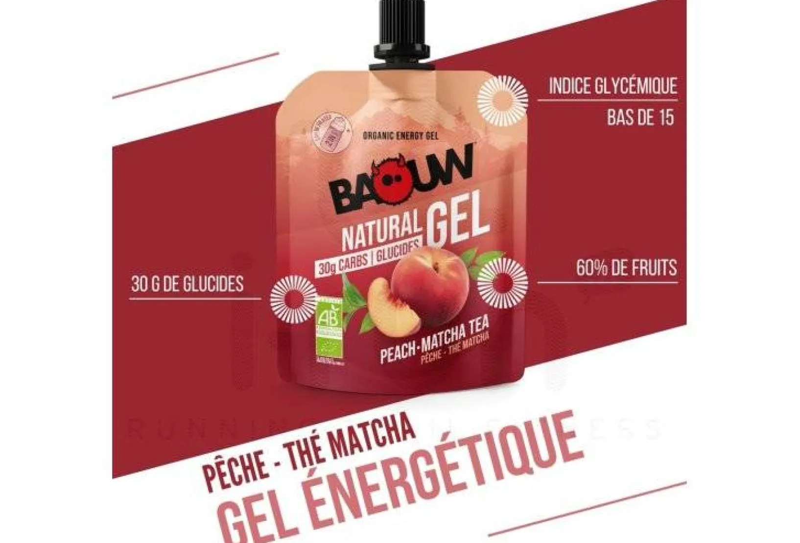 Baouw Gels^Gel naturel bio - Pêche - Thé matcha