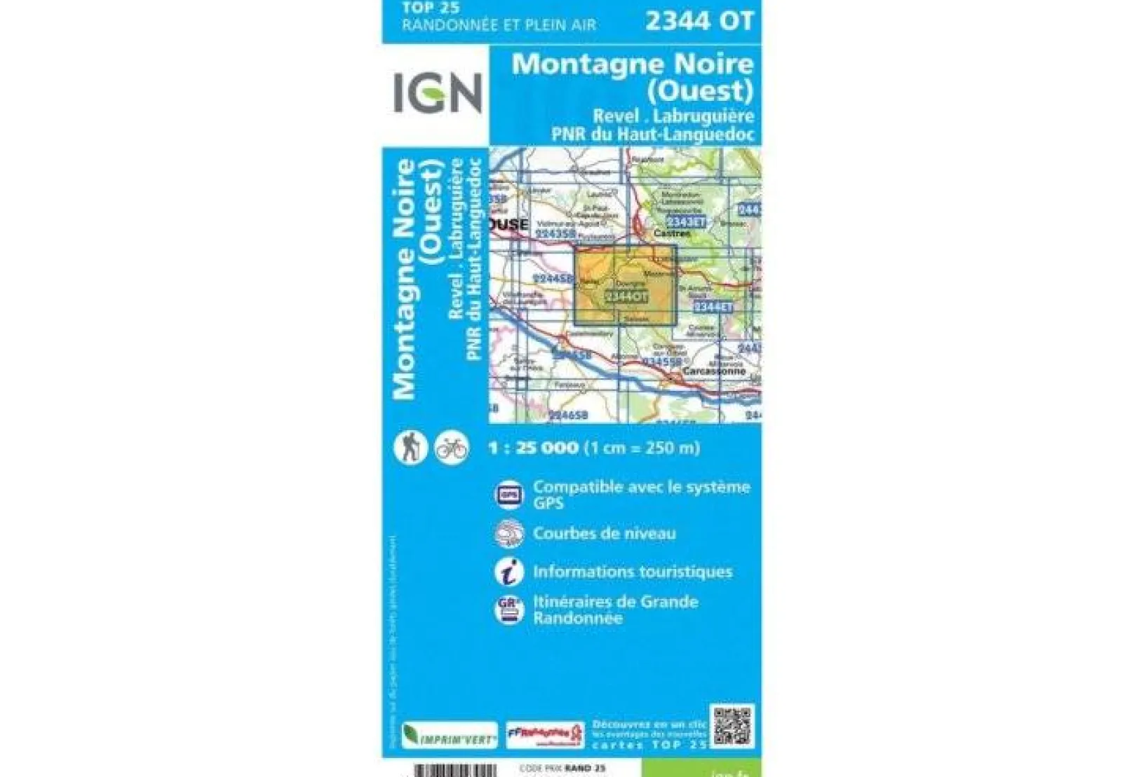 Carte IGN Cartes^Montagne Noire Ouest 2344OT