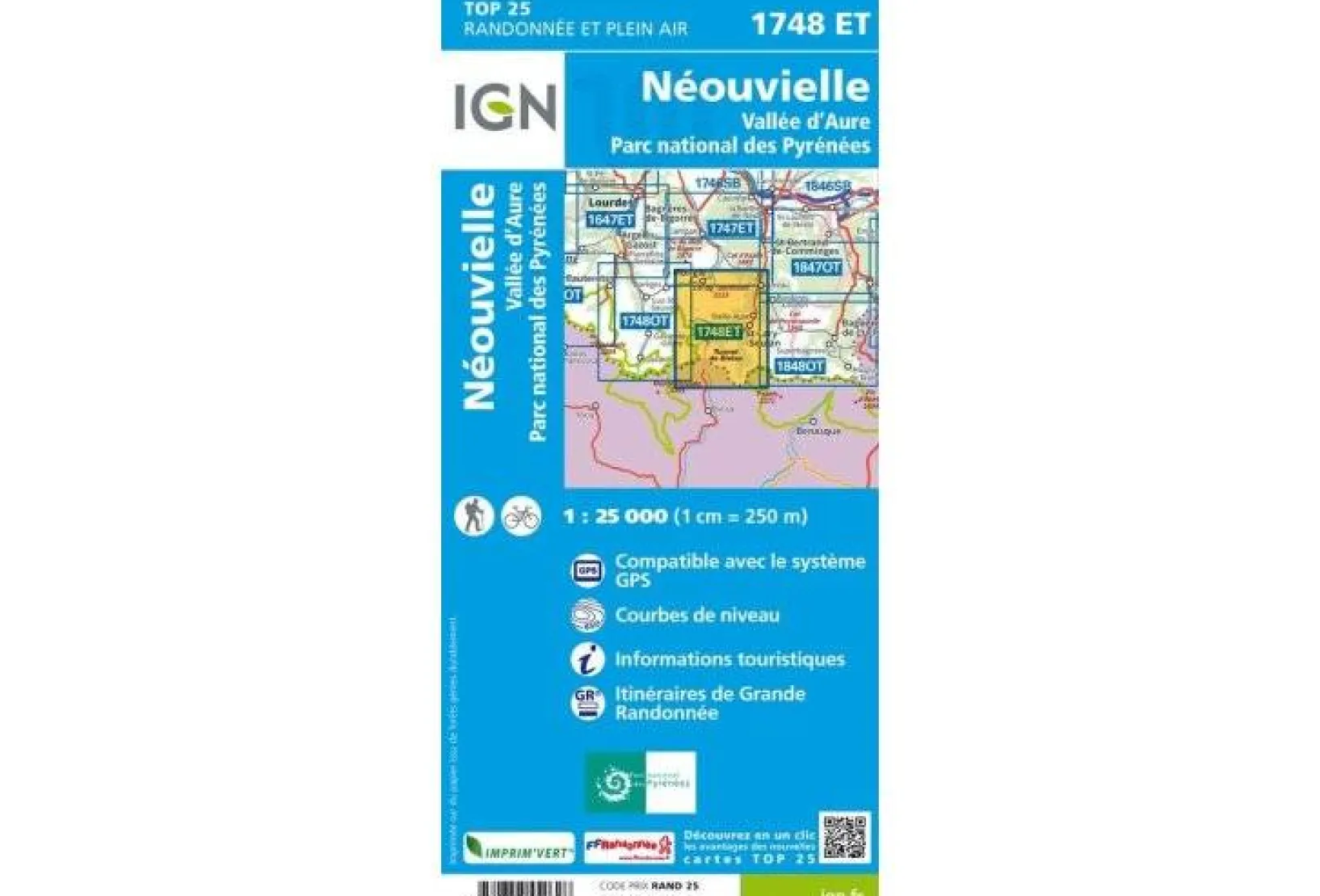 Carte IGN Cartes^Néouvielle-Vallée D'aure 1748ET