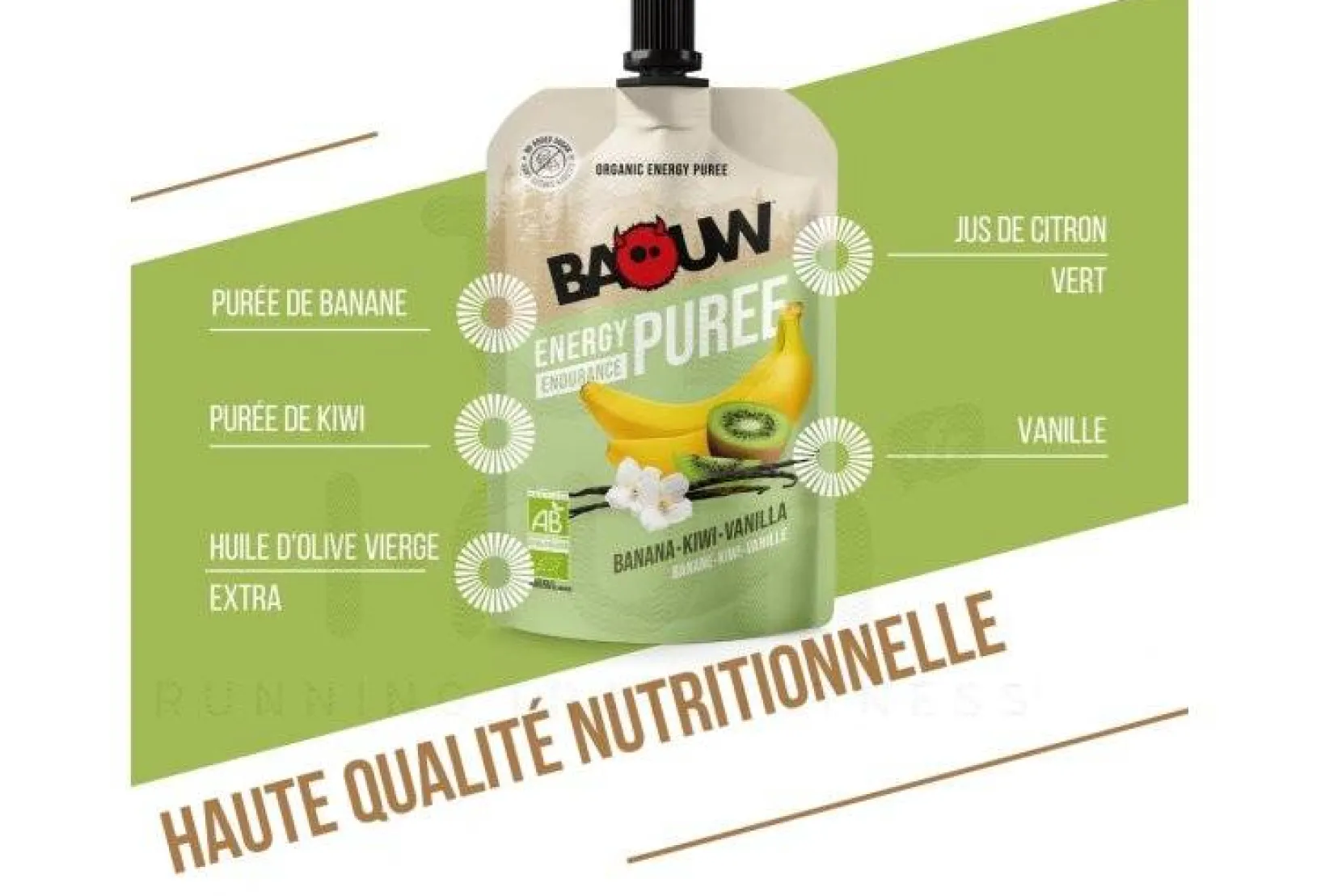 Baouw Gels^Purée nutritionnelle bio - Banane - Kiwi - Vanille