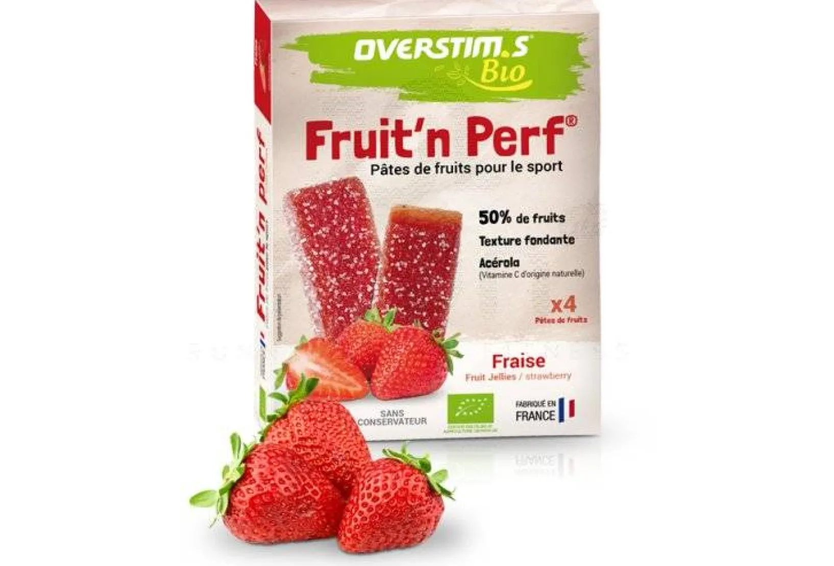 OVERSTIMS Barres^Étuis 4 barres Fruit'n Perf Bio - Fraise